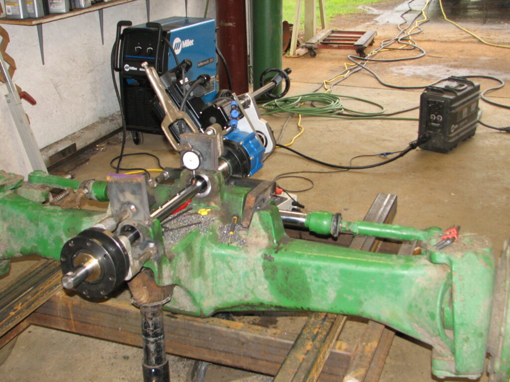 line boring tractor repair line boring repair on a John Deere tractor front differential.